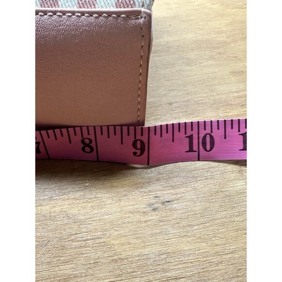 LC Lauren Conrad Pink & Cream Striped Handbag with Clear Ring Handles - Picture 6 of 8